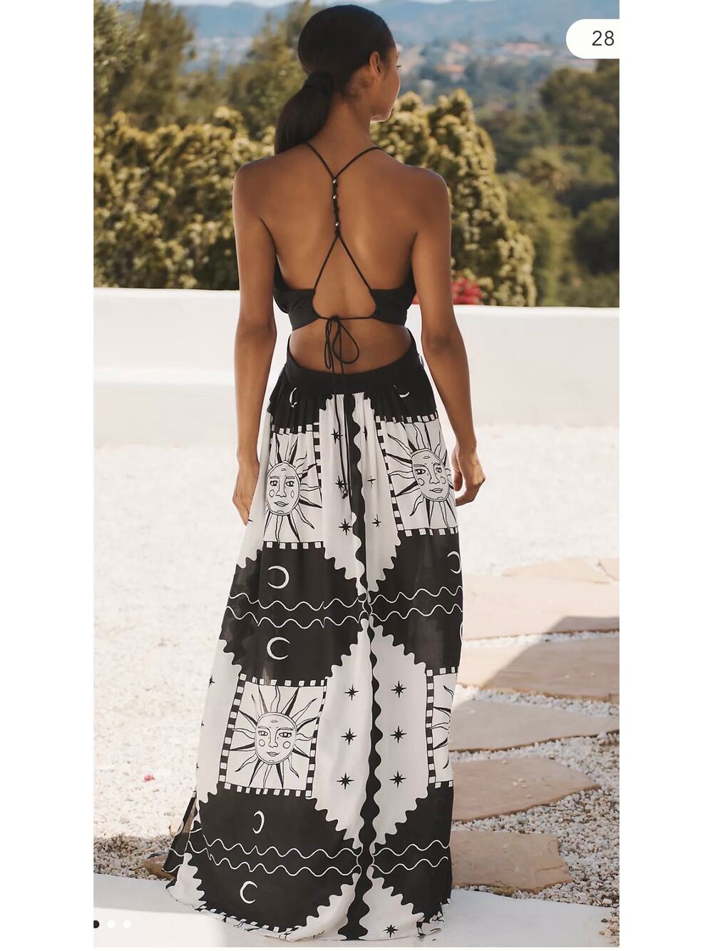 Anthropologie Tigre Indigo halter Maxi Dress Size Medium Petite Earthy Boho